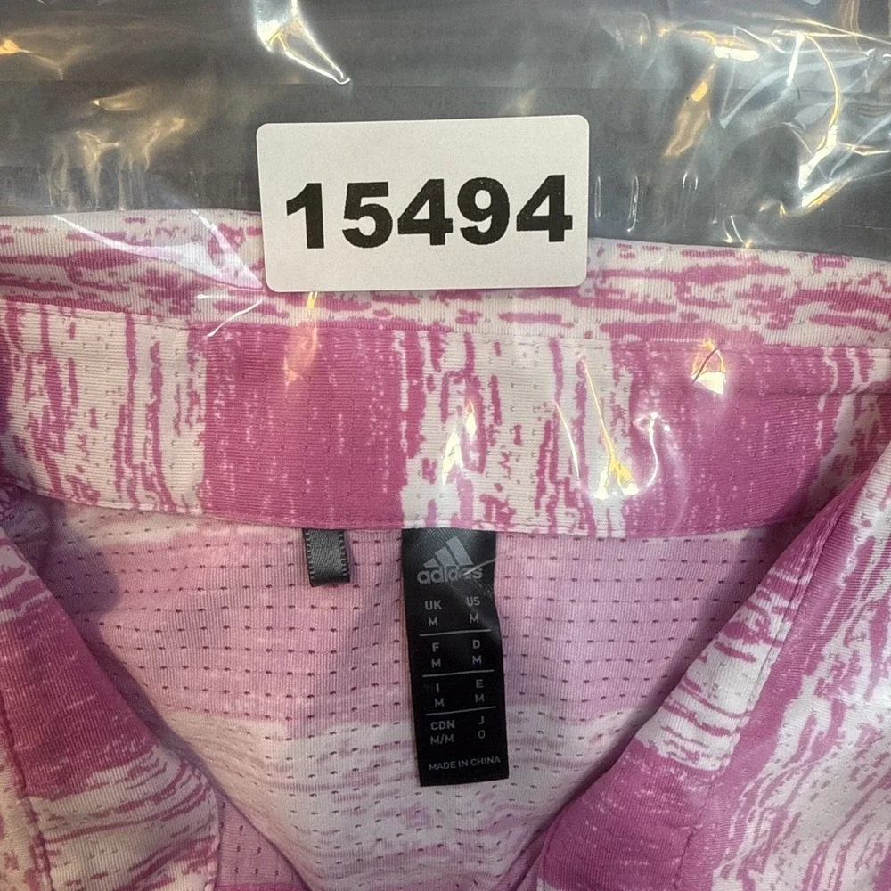 Adidas GOLF Polo Shirt Mens MEDIUM PINK STRIPE VENTED AIRFLOW Performance